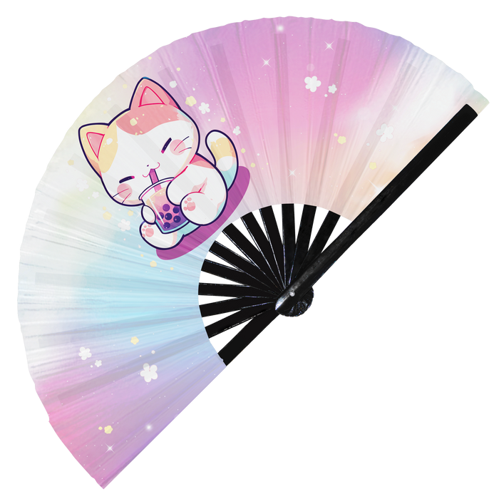 Cute Cat Boba Hand Fan 1