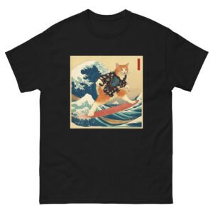 Ukiyo-e Cat Surfing Shirt – Retro Japanese Art Style Cat on Surfboard Tee - Unisex classic tee