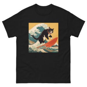 Great Wave Surf Cat Tee – Artistic Kimono Cat Surfboard Shirt for Cat Lovers - Unisex classic tee