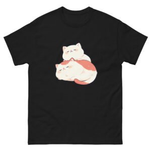Adorable Chubby Cat Pile T-Shirt – Soft Aesthetic Kitty Design - Unisex classic tee