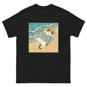 Vintage Japanese Cat Shirt – Relaxing Beach Cat in Yukata T-Shirt - Unisex classic tee