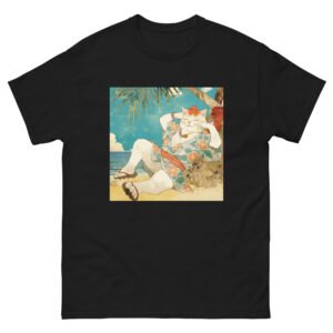 Aesthetic Cat Shirt – Relaxing Cat in Kimono on the Beach Tee - Unisex classic tee