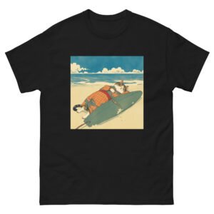 Retro Beach Cat T-Shirt – Sunbathing Cat Ukiyo Art-Inspired Design - Unisex classic tee