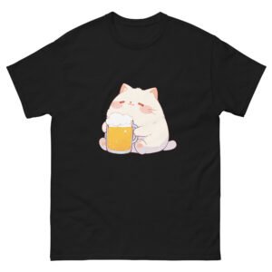 Funny Cat and Beer Shirt – Lazy Drinking Cat Cartoon Tee - Unisex classic tee