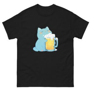 Beer and Cat Shirt – Lazy Cat Holding Brew Funny Drinking Tee - Unisex classic tee