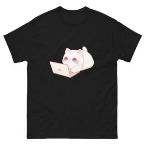 Funny Programmer Cat Shirt – Chibi Cat on Laptop Tee - Unisex classic tee