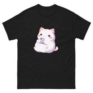 Funny Cat Social Media Shirt – Cute Cat Holding iPhone Tee - Unisex classic tee