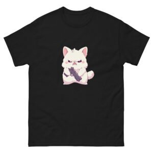 Angry Cat with Gun Shirt – Cute but Deadly Kitty Tee - Unisex classic tee