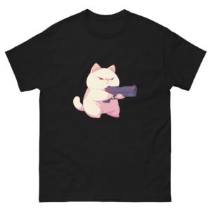 Sassy Cat with Gun T-Shirt – Cute Animal Meme Shirt for Cat Lovers - Unisex classic tee