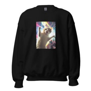 Funny Rave Cat Sweatshirt – Unisex EDM Festival Animal Pullover - Unisex Sweatshirt