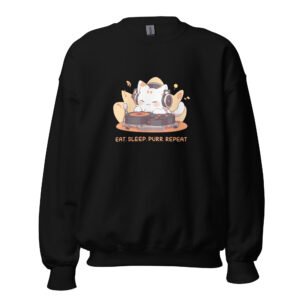 Eat Sleep Purr Repeat - Adorable DJ Cat Unisex Sweatshirt - Unisex Sweatshirt