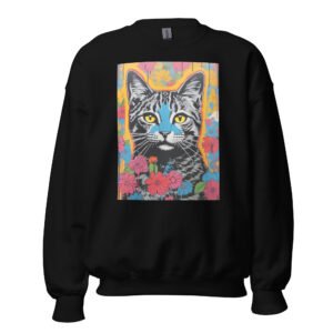 Street Style Cat Sweatshirt – Bright Pop Art for Men & Women - Unisex Sweatshirt