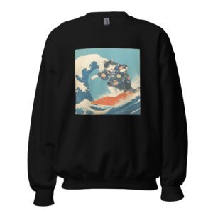 Ukiyo-e Surf Cat Unisex Sweatshirt – Vintage Japanese Surf Aesthetic - Unisex Sweatshirt