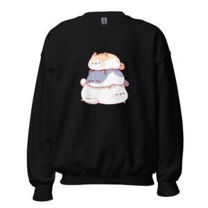 Stacked Sleeping Cats Sweatshirt – Whimsical Kawaii Cat Lovers Pullover - Unisex Sweatshirt