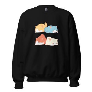 Lazy Cat Stack Sweatshirt – Cute Cozy Cartoon Cats Sleeping Graphic Top - Unisex Sweatshirt