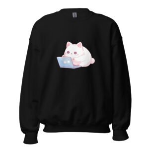 Zoom Meeting Cat Sweatshirt – Funny Remote Work Kitty Graphic - Unisex Sweatshirt