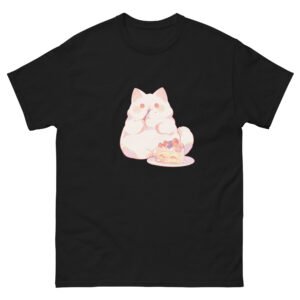 Dessert Lover Cat T-Shirt – Adorable Chubby Kitty with Slice of Cake - Unisex classic tee