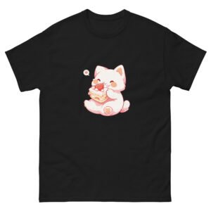 Sugar Rush Kitty T-Shirt – Cartoon Cat Indulging in Cake Design - Unisex classic tee