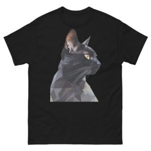 Black & White Polygon Cat T-Shirt – Modern Abstract Kitty Graphic - Unisex classic tee