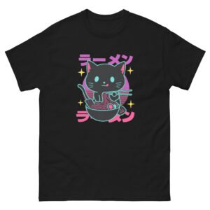 Kawaii Neon Ramen Cat Shirt  Vaporwave Japanese Aesthetic - Unisex classic tee