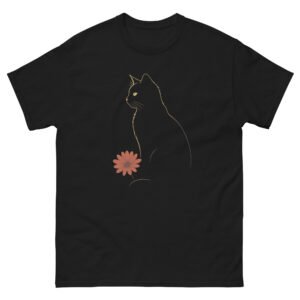 Minimalist Black Cat and Flower - Unisex classic tee