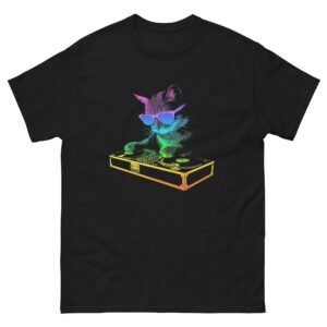 Retro DJ Cat Shirt - Neon Rainbow Cat - Unisex classic tee