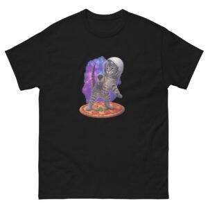 Space Cat on Pizza Shirt - Funny Astronaut Kitten Galaxy - Unisex classic tee