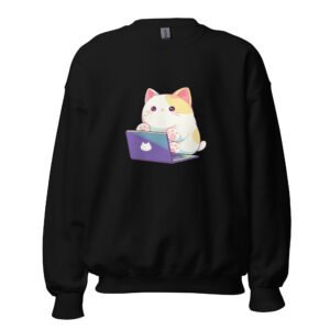 Study Buddy Cat Sweatshirt – Cute College Laptop Cat Unisex Fit - Unisex Sweatshirt