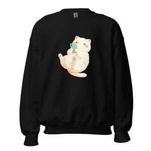 Cute Cat Phone Addict Sweatshirt – Adorable Tech-Savvy Feline Design - Unisex Sweatshirt