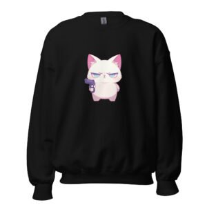 Soft & Stabby Vibes – Armed Cat Unisex Cozy Crewneck - Unisex Sweatshirt