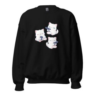 Cuddle? Maybe. Shoot? Definitely. – Cute Cat with Gun Graphic Sweatshirt - Unisex Sweatshirt