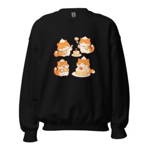 Café Date Cat Sweatshirt – Cute Cat + Slice of Cake Graphic Streetwear - Unisex Sweatshirt