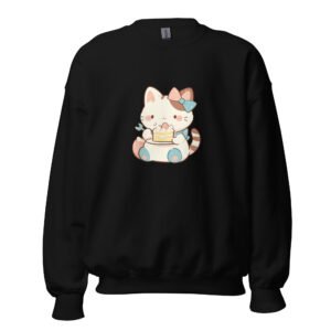 Treat Yourself Cat Sweatshirt – Cozy Unisex Hoodie for Pastry & Cat Fans - Unisex Sweatshirt