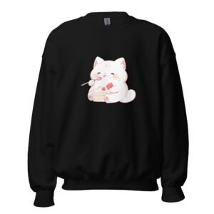 Sugar Rush Cat Sweatshirt – Sweet Cartoon Kitty & Cake Cozy Crewneck - Unisex Sweatshirt