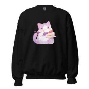 Strawberry Shortcake Cat Sweatshirt – Cute Bakery Vibes Unisex Fit - Unisex Sweatshirt