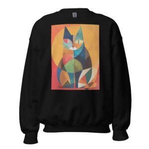 Geometric Rainbow Cat Sweatshirt – Vibrant Polygon Feline Unisex Pullover - Unisex Sweatshirt
