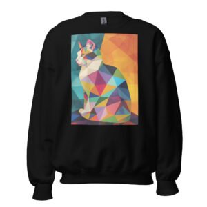 Faceted Cat Face Sweatshirt – Trendy Polygon Design Unisex Crewneck - Unisex Sweatshirt
