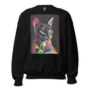 Pop-Art Polygon Cat Sweatshirt – Bold Color Block Feline Hoodie - Unisex Sweatshirt