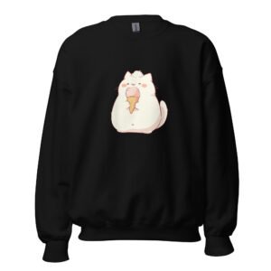 Frozen Treat Feline Sweatshirt – Cute Cat with Cone Cozy Crewneck - Unisex Sweatshirt