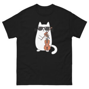 Cool Cat Playing Violin - Funny Musician Kitty with Shades Design - Unisex classic tee