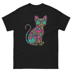 Sugar Skull Cat - Colorful Floral Day of the Dead Kitty - Unisex classic tee