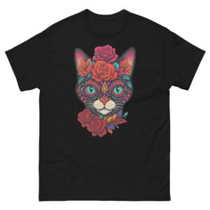 Sugar Skull Cat - Colorful Day of the Dead Floral Cat Face - Unisex classic tee