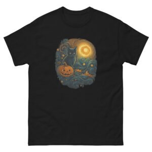 Halloween Cat – Spooky Black Cat & Pumpkin Graphic Tee, Scary Gift for Cat Lovers - Unisex classic tee