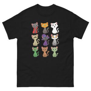 Colorful Halloween Cartoon Cats – Cute Kawaii Cat Lover Graphic Tee, Fun Gift for Kids & Cat Owners - Unisex classic tee