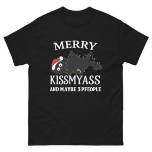 Merry Kissmyass Cat Christmas – Funny Holiday Cat Lover T-Shirt Gift - Unisex classic tee