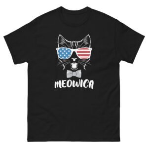 Meowica American Flag Cat – Patriotic USA 4th of July Cat Lover Tee - Unisex classic tee