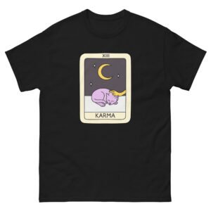 Karma Tarot Cat – Mystical Spiritual Fortune Cat Graphic T-Shirt - Unisex classic tee