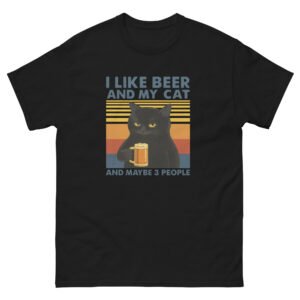 I Like Beer and My Cat – Funny Cat Dad Drinking Lover Graphic Tee - Unisex classic tee