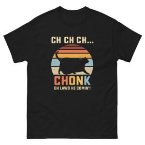 Chonk Cat Retro Sunset – Funny Oh Lawd He Comin’ Cat Lover Tee - Unisex classic tee