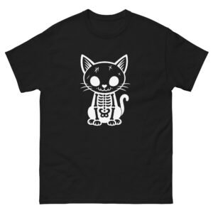 Skeleton Cat - Cute Spooky Halloween Black Cat Bones Graphic Tee - Unisex classic tee